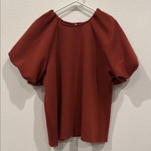 Worthington Brown Puff Sleeve Blouse